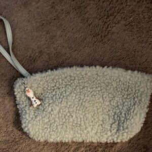 Fuzzy Cream Wristlet with Snowman Charm